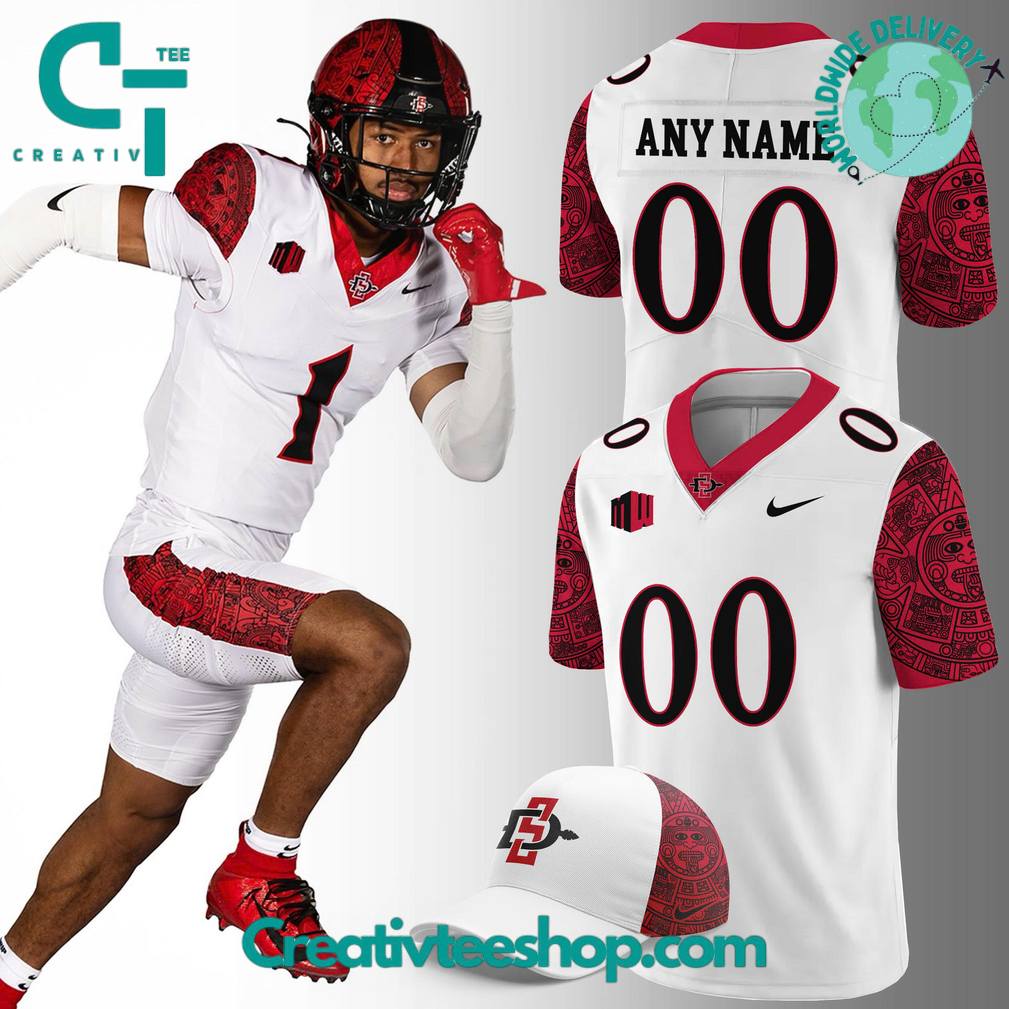 San Diego State Special New Custom Football Jersey – White