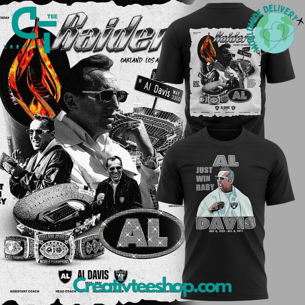 Las Vegas Raiders Al Davis “Just Win Baby” Black Tee
