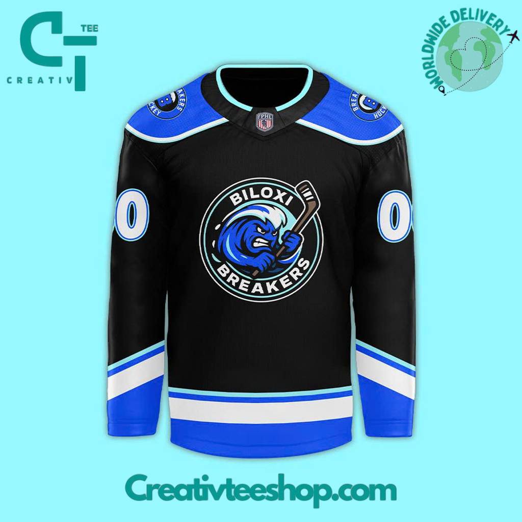 Biloxi Breakers Special New 2025 Black Custom Hockey Jersey