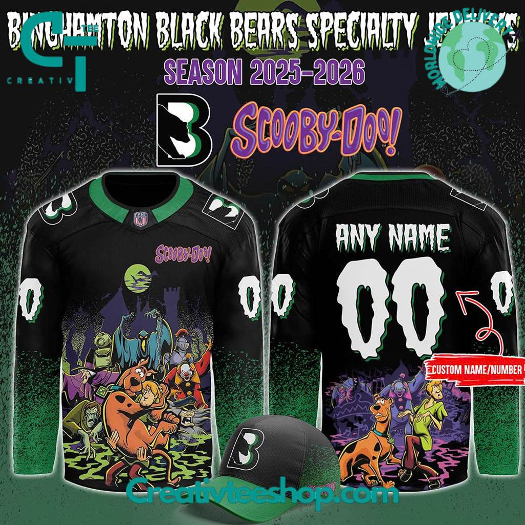 Binghamton Black Bears x Scooby-Doo Night 2025 Custom Hockey Jersey