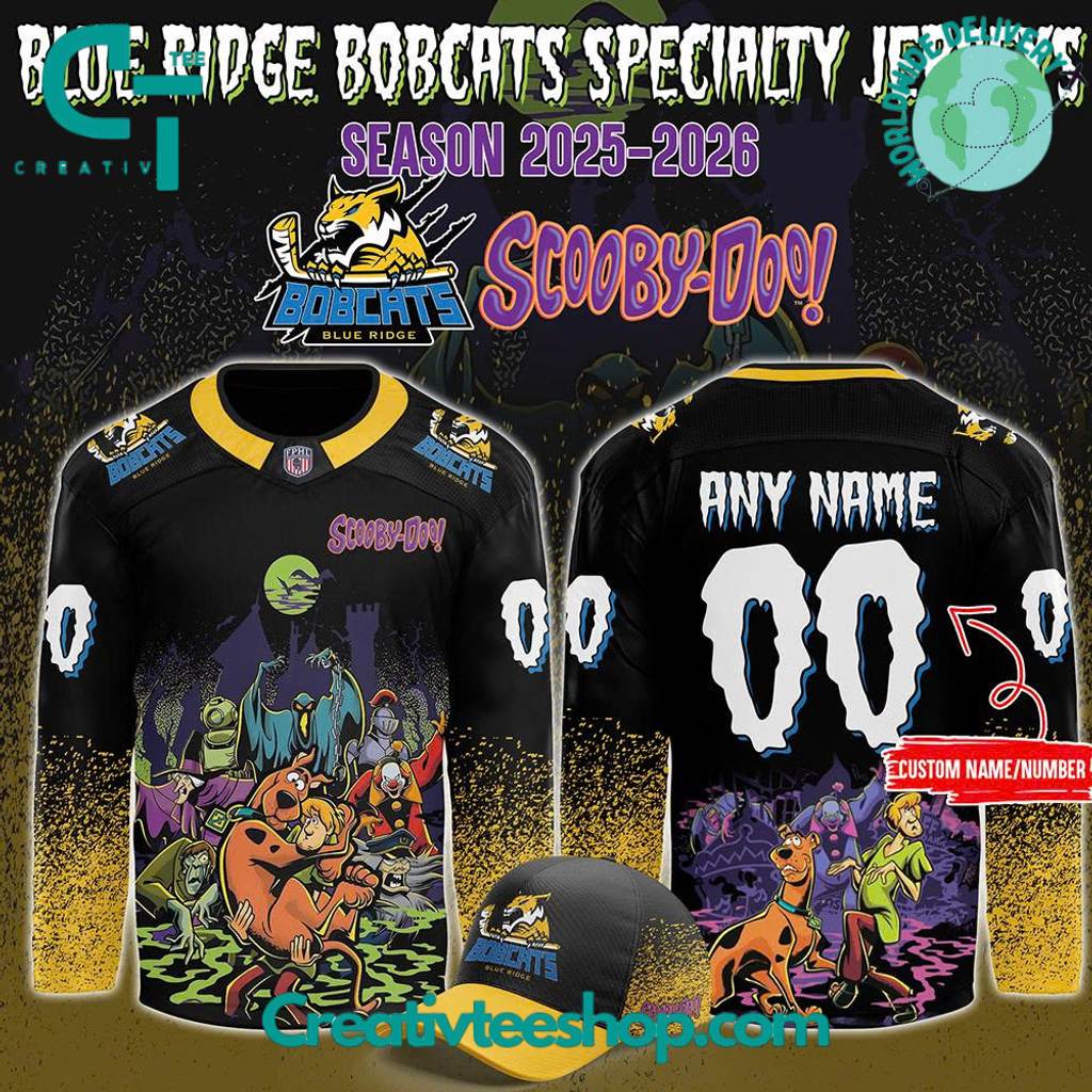 Blue Ridge Bobcats x Scooby-Doo Night 2025 Custom Hockey Jersey