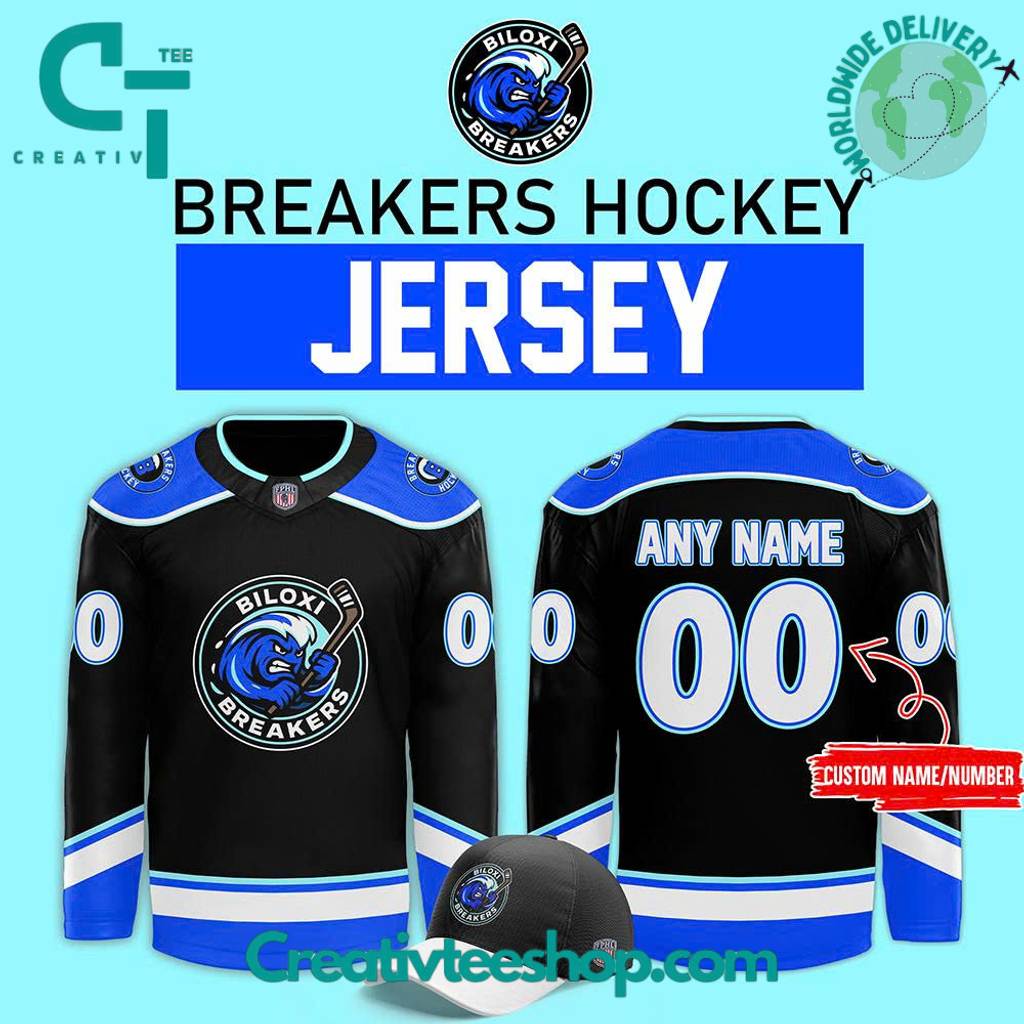 Biloxi Breakers Special New 2025 Black Custom Hockey Jersey