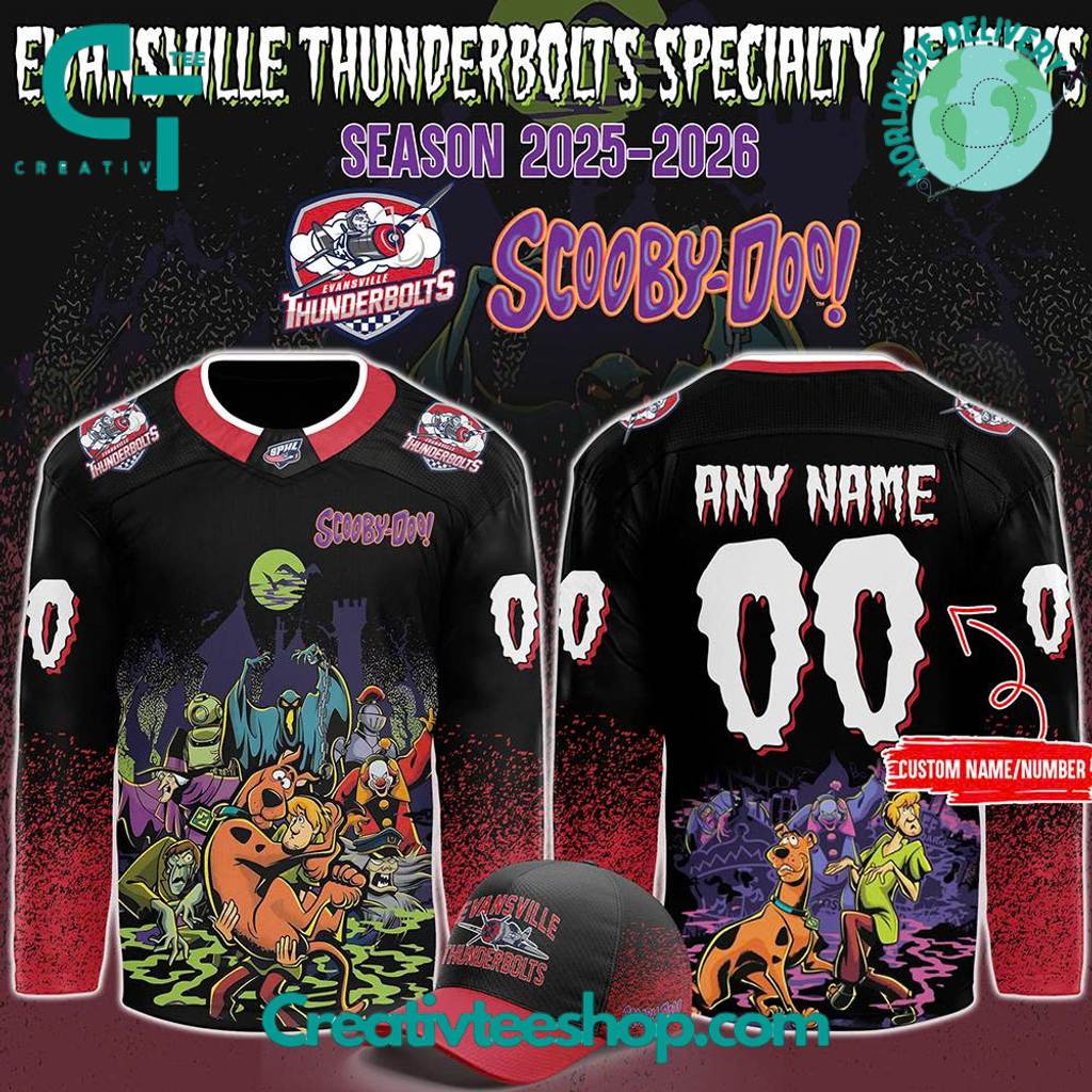 Evansville Thunderbolts x Scooby-Doo Night 2025 Custom Hockey Jersey