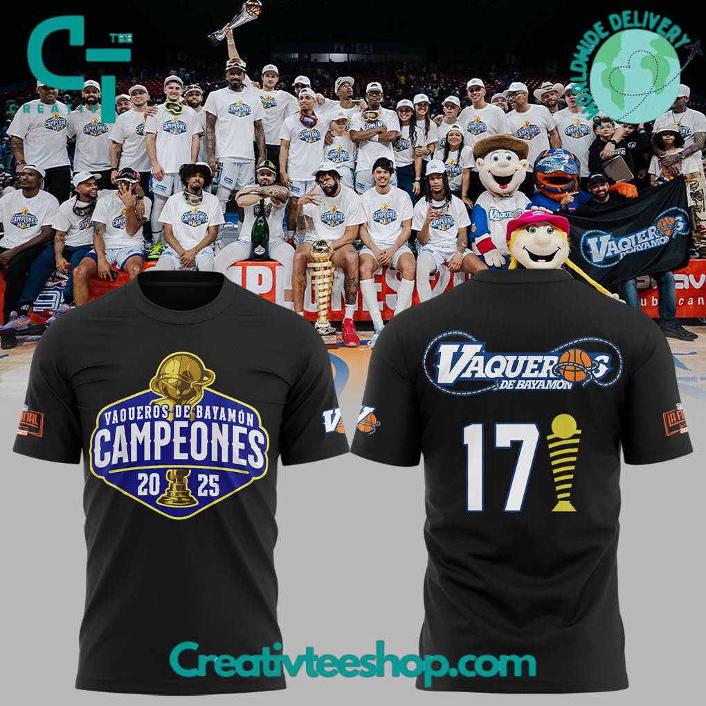 Vaqueros de Bayamon Champions Baloncesto Superior Nacional 2025 Black TShirt