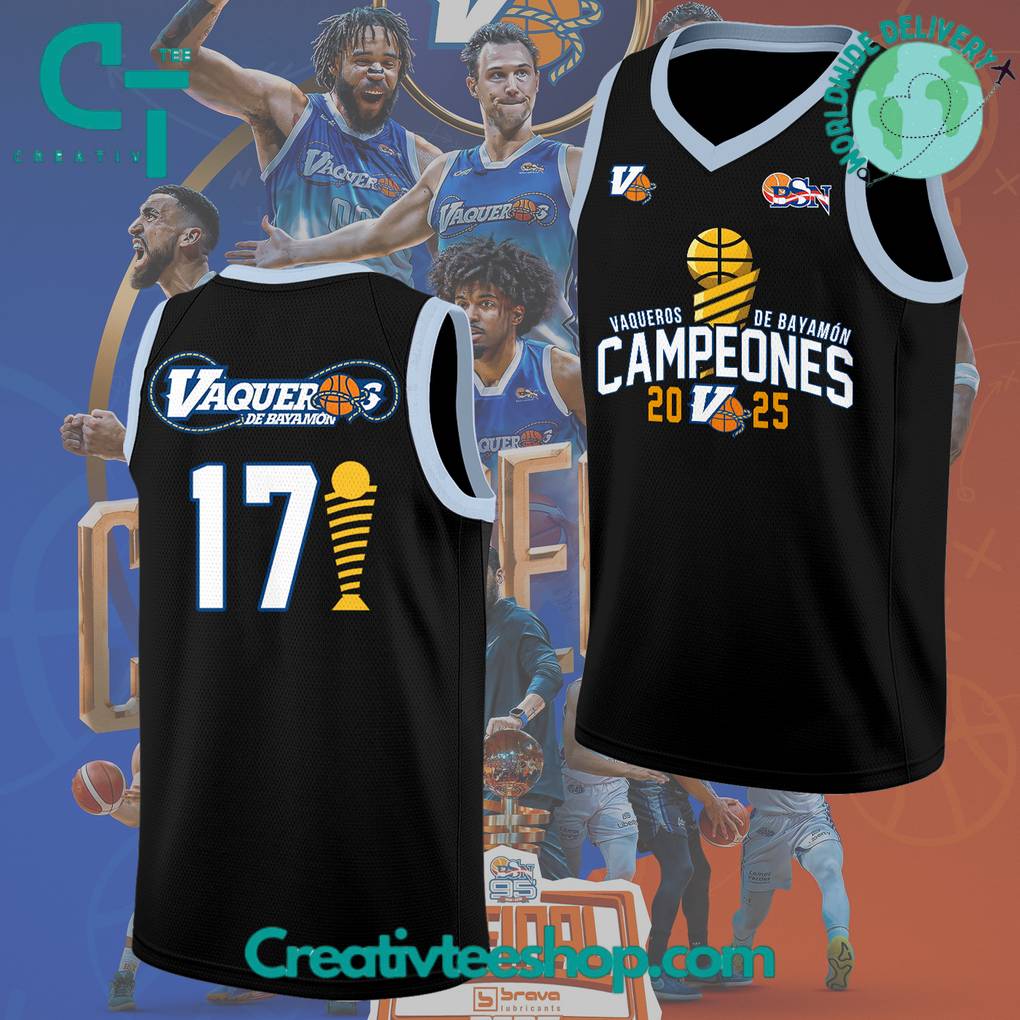 Vaqueros de Bayamon Champions Baloncesto Superior Nacional 2025 Black Basketball Jersey