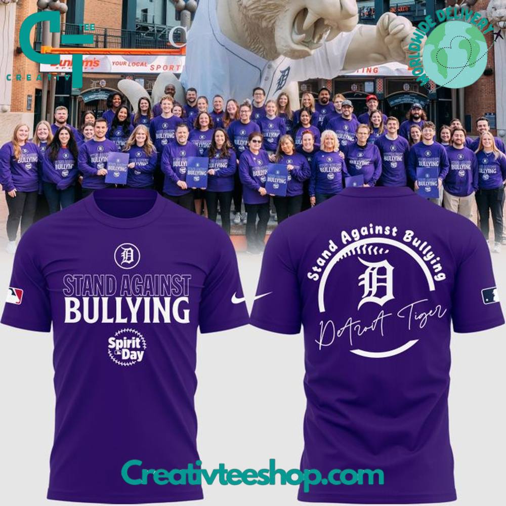 Detroit Tigers Spirit Day 2025 Stand Against Bullying T-Shirt