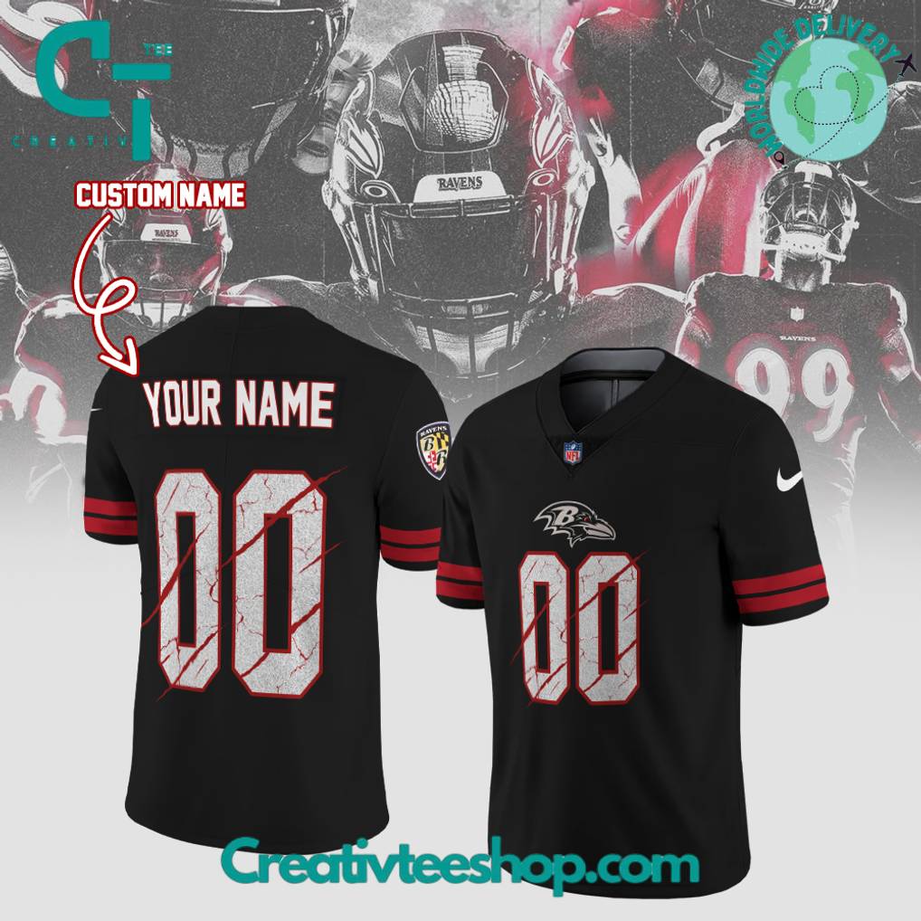 Baltimore Ravens Darkness Edition Custom Football Jersey