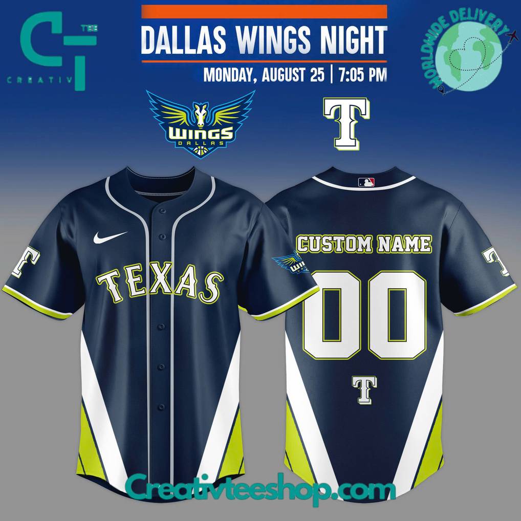 Texas Rangers x Dallas Wings Night Game Custom Baseball Jersey