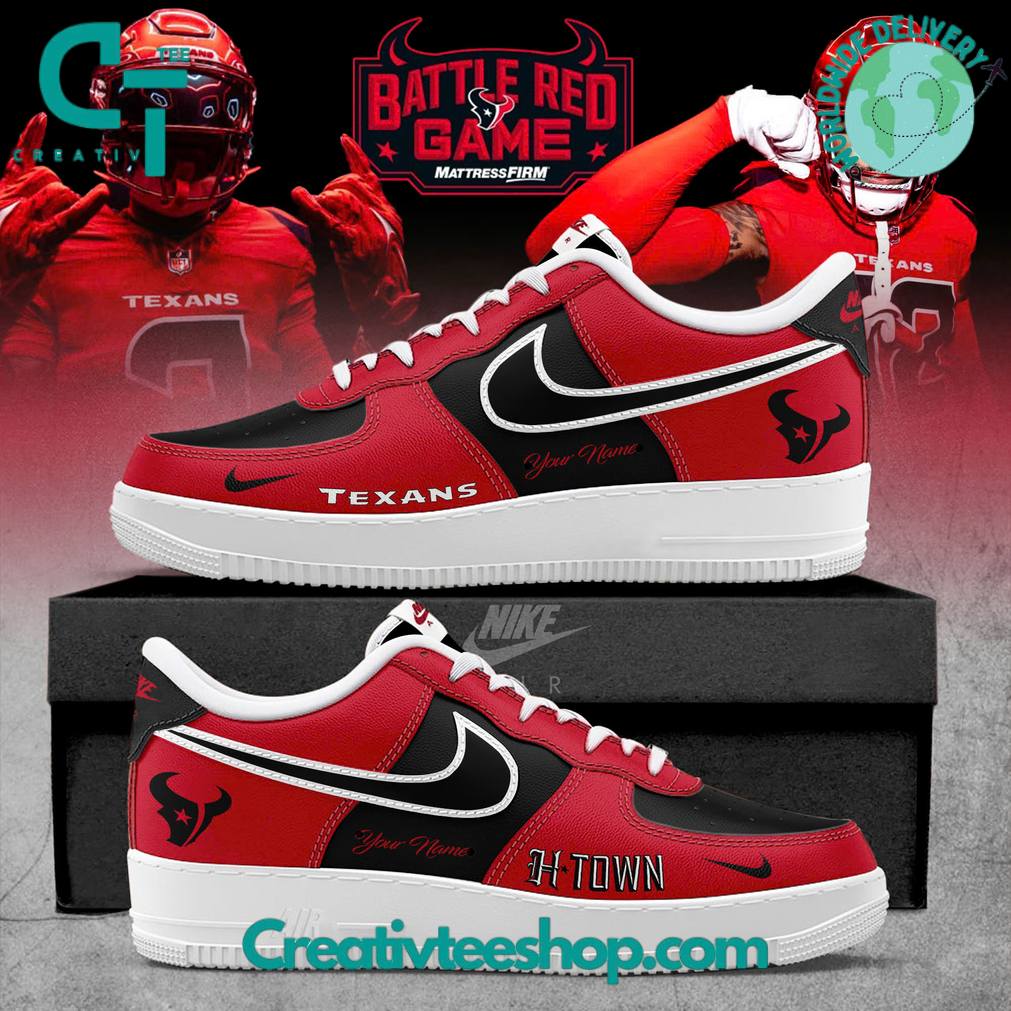 Houston Texans Battle Red Game Custom Air Force 1 Sneaker