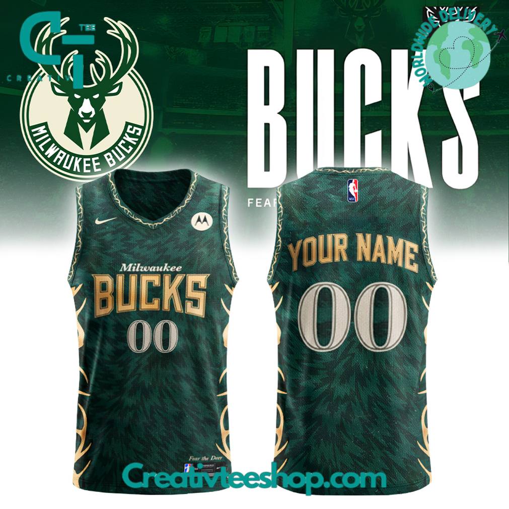 Milwaukee Bucks Deep Forest Icon Custom Basketball Jersey